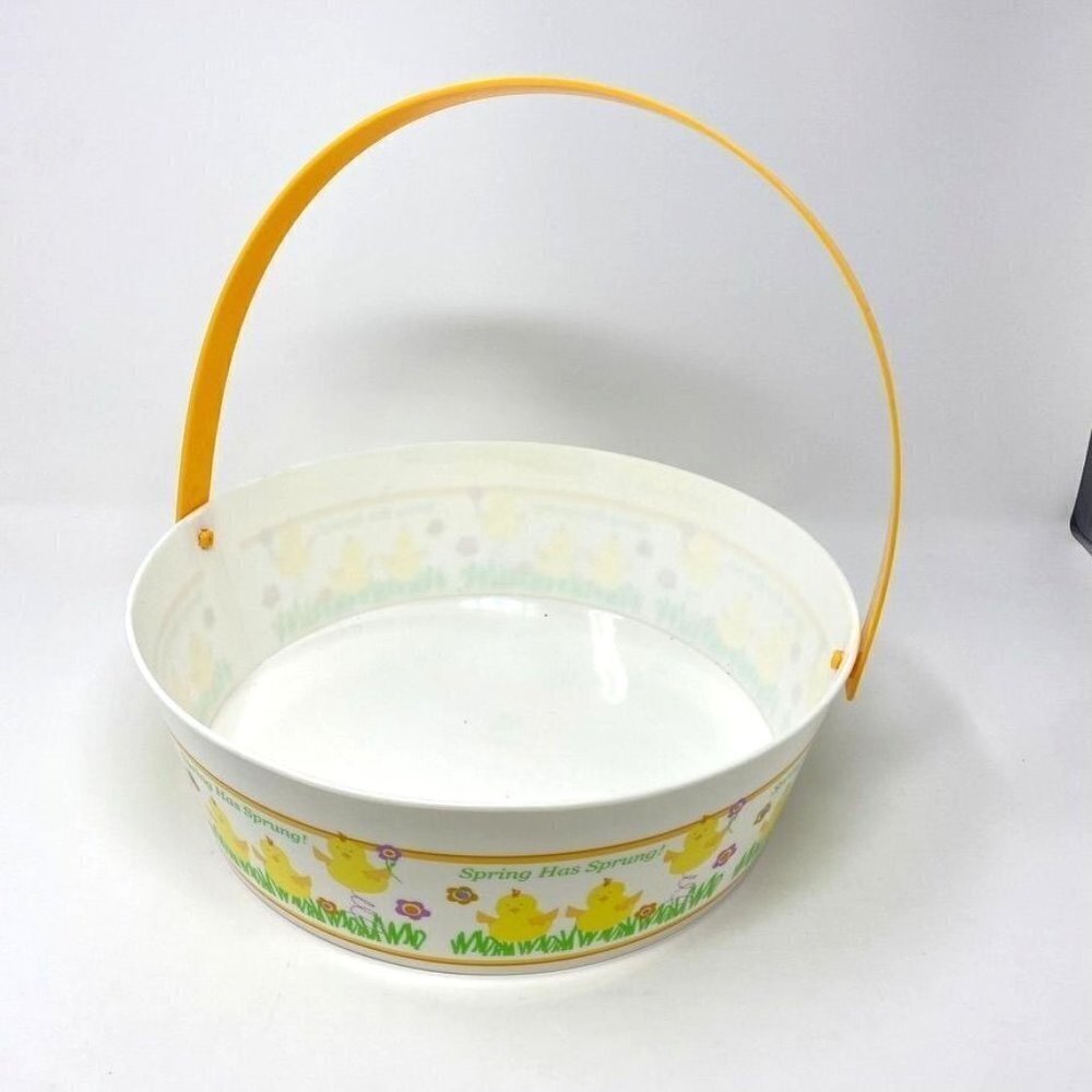 Target Large Plastic Easter Basket White Yellow 12" x 4" NWOT